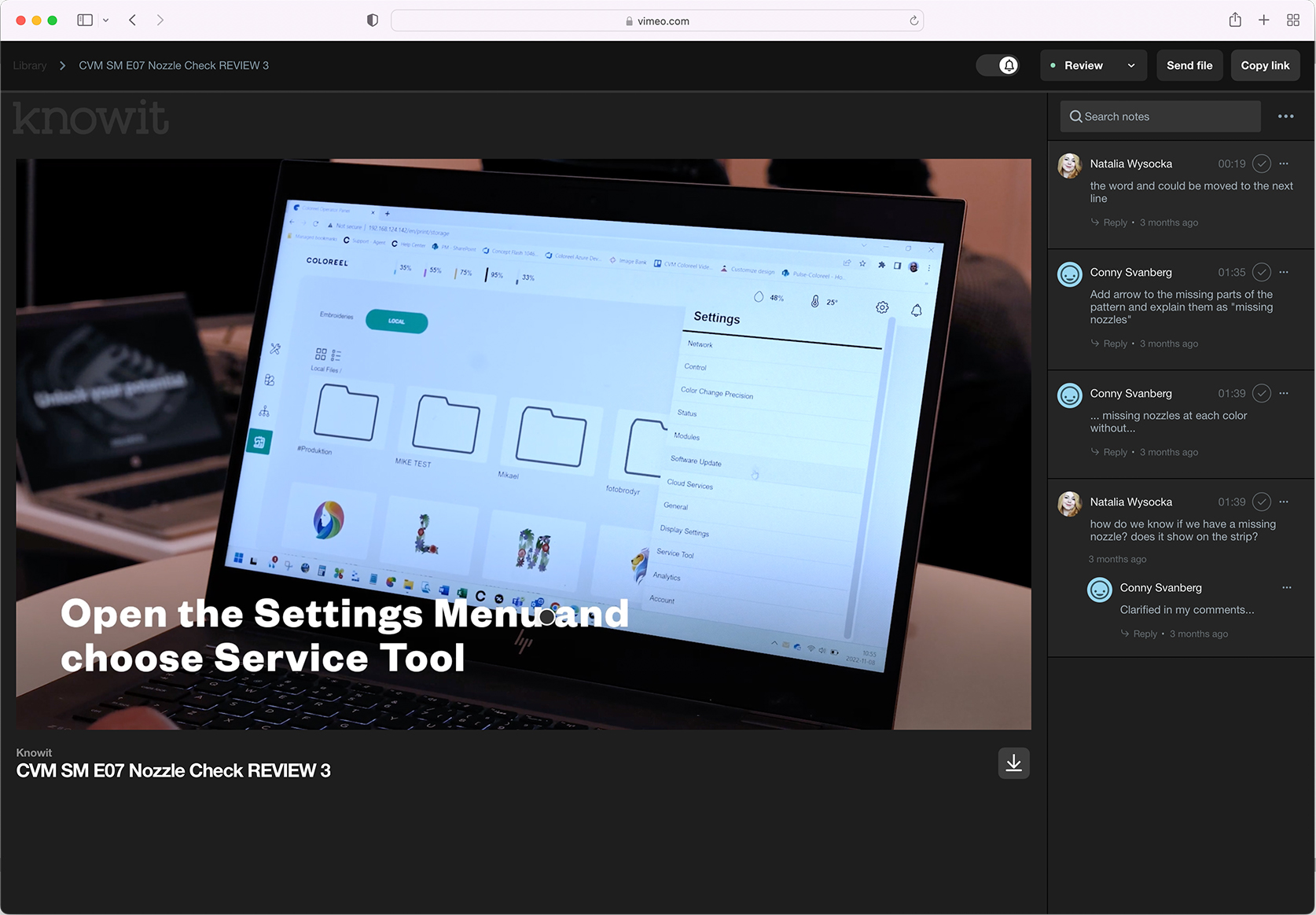 A screenshot of the Vimeo video sharing website showing a video with some user comments